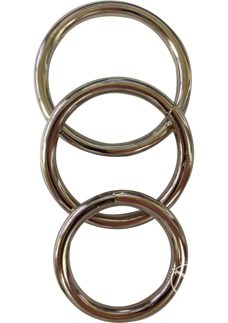 Sportsheets Metal O Ring Cock Ring (3 Pack) - Silver